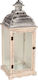 Keskor Lantern Wooden Floor Beige 28x28x70εκ. 1pcs