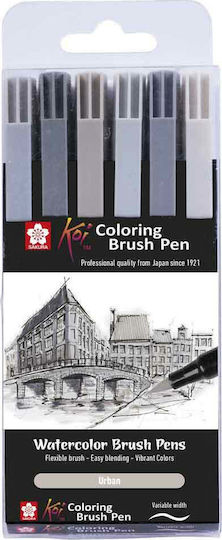 Sakura Koi Watercolor Brush Pen Design Markers Multicolour 6pcs