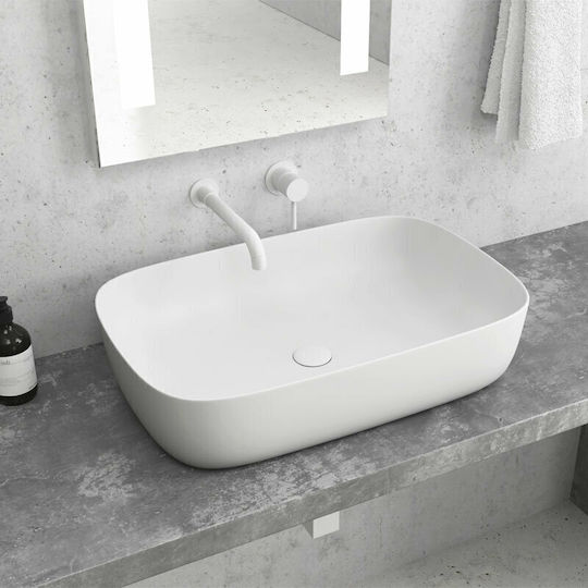 Karag Aufgesetztes Waschbecken Porzellan 60x39x14.5cm White Matt