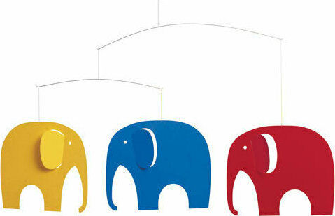 Flensted Mobiles Kids Decorative Hanging Gray Mobile Party Elephants 35x63cm