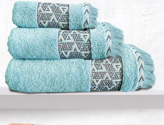 SB Home Σετ Πετσέτες Μπάνιου 3τμχ Rafaela Turquoise Βάρους 500gr/m²