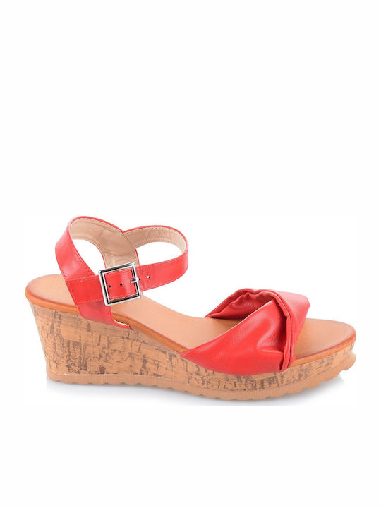 Famous Shoes Women's Ankle Strap Platforms Red