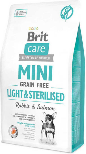 Brit Care Mini 2kg Dry Food Diet, Grain-Free & Gluten-Free for Adult Neutered Small Breed Dogs with Rabbit and Salmon