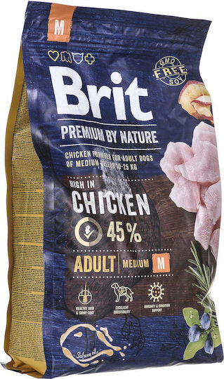 Brit Premium By Nature Adult Medium 3kg Dry Food Gluten-Free for Adult Medium Breed Dogs with Chicken