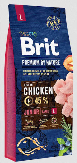 Brit Premium by Nature Junior Large 3kg Dry Food Gluten-Free for Large Breed Puppies with Chicken
