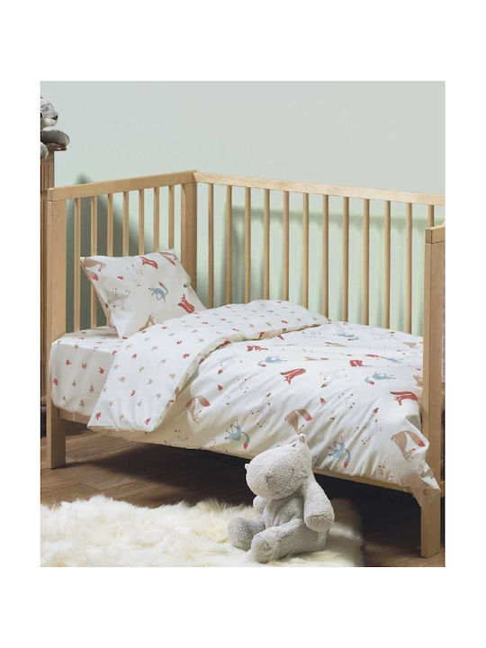Kentia Baby Bettbezug Set mit Kissenbezug Fox Weiß 100x140cm.