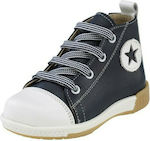 Gorgino Navy Blue Baptism Fabric Boots 871/Μπλε