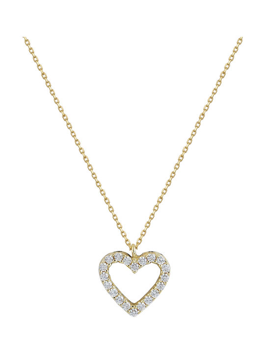 Gold 14k gold double face heart with white and black cubic zirconia KOYMIAN KOL6