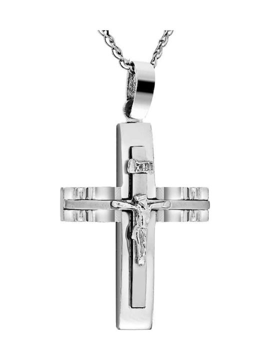 Men's white gold cross K14 patent-matte gold ST11200733