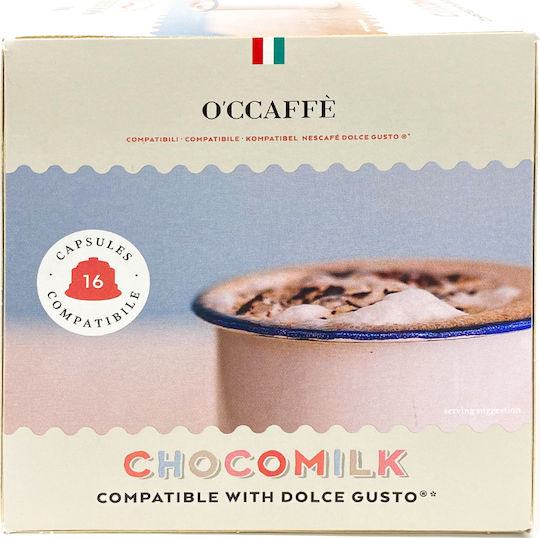 O'Ccaffè Kapseln Schokolade Chocomilk Kompatibel mit Maschine Dolce Gusto 16Mützen