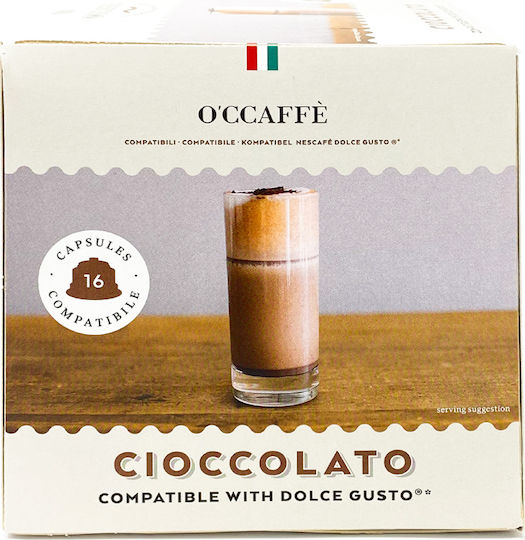 O'Ccaffè Kapseln Schokolade Cioccolato Kompatibel mit Maschine Dolce Gusto 16Mützen