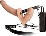 Nanma Double Thruster Vibe with Harness Gurtzeug mit Doppelter Dildo und Vibration in Fleisch Farbe