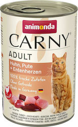 Animonda Carny Adult Wet Food for Adult Cats Hypoallergenic In Can with Turkey / Chicken / Καρδιές Πάπιας Πατέ 1pc 400gr