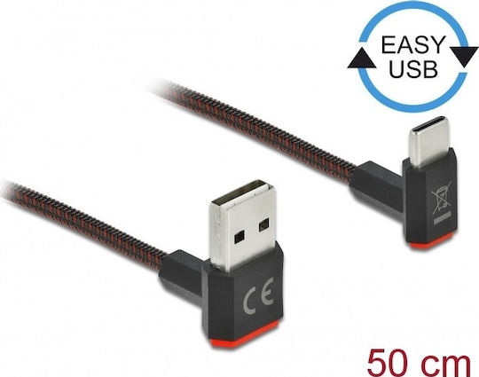 DeLock Angle (90°) / Regular USB 2.0 Cable USB-C male - USB-A Μαύρο 0.5m 85275