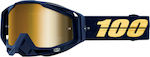 100% Motocross Goggles Racecraft Bakken Gold Lens Dark Blue/Gold