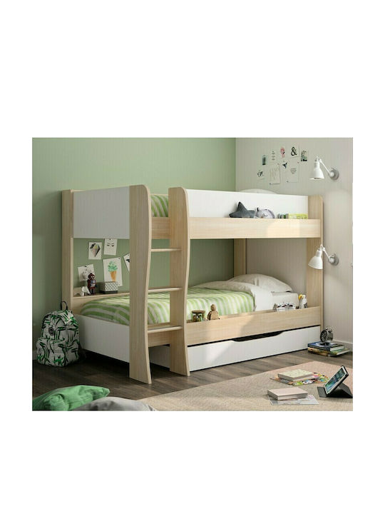 Παιδικό Κρεβάτι Κουκέτα με Στρώμα 90x200cm Λευκό Sonoma Roomy