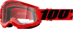100% Μάσκα Μοτοσυκλέτας Strata 2 Red Clear Lens
