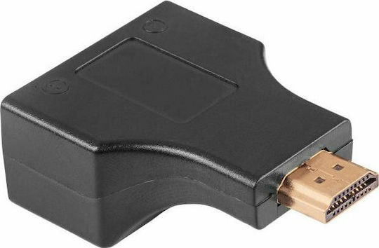 Cabletech Konverter HDMI männlich zu RJ-45 2x weiblich Schwarz 1Stück (DM-0798)