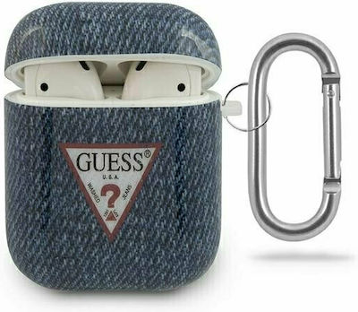 Guess Jeans Collection Θήκη Σιλικόνης με Γάντζο σε Μπλε χρώμα για Apple AirPods