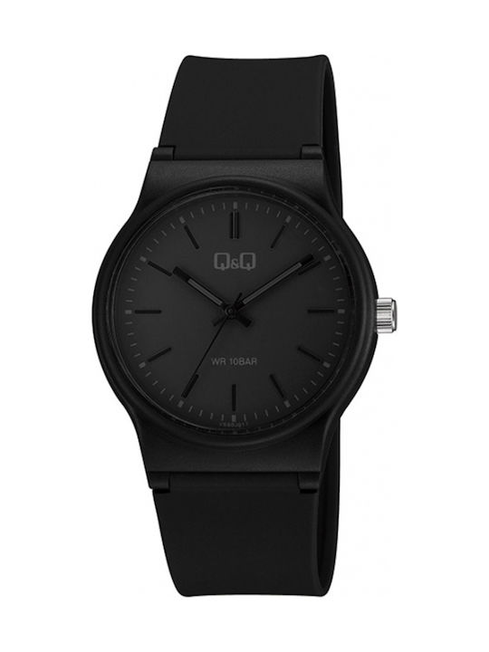 Q&Q Ανδρικό Ρολόι 38mm Μπαταρίας με Μαύρο Καουτ...