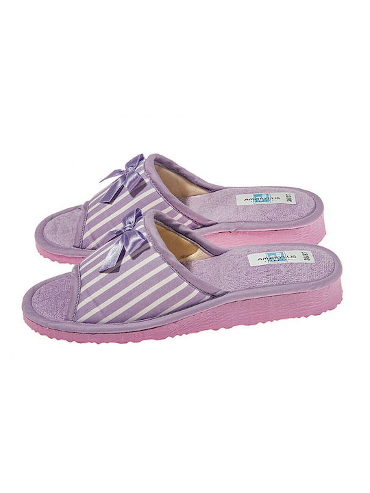 Amaryllis Slippers Din pânză Papuci de casă pentru femei de iarnă în Lila culoare