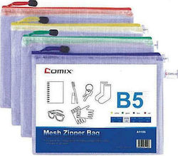 Comix Transparent File Folder with Zipper for B5 Sheets (Μiscellaneous colours) PVC 26x18cm