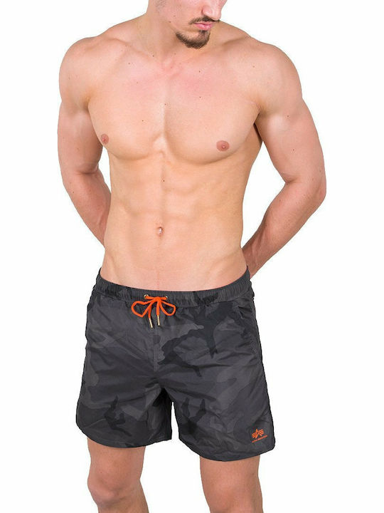 Alpha Industries Men's Swimwear Shorts Black Camo
