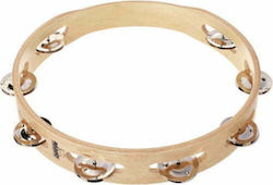 Nino Percussion Beige Hölzernes Handtamburin mit einer Reihe von Zils