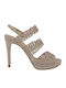 Stoff Sandalen mit Strass Gold