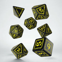 Q Workshop Runic Dice Set Dice Black & Yellow