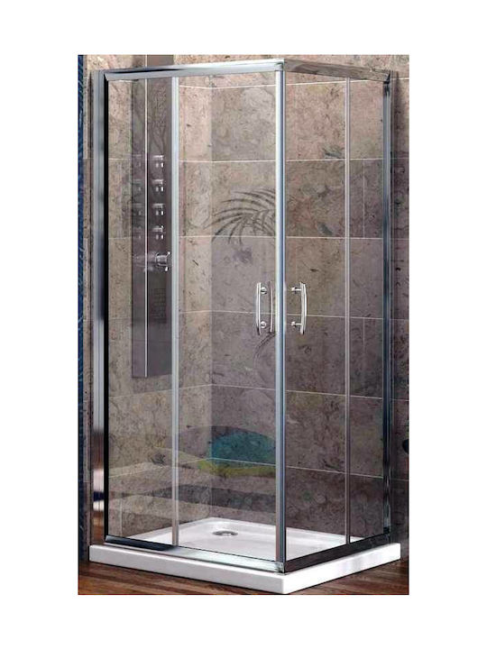 Karag Flora 100 Καμπίνα Ντουζιέρας με Συρόμενη Πόρτα 80x140x190cm Clear Glass