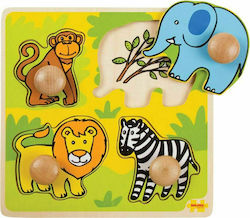 Lemnos Puzzle pentru Copii cu Îmbinări Animale Sălbatice pentru 1+ Ani 4buc Big Jigs