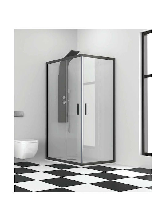Karag Efe 100 NR-10 Cabin for Shower with Sliding Door 80x80x190cm Clear Glass Nero