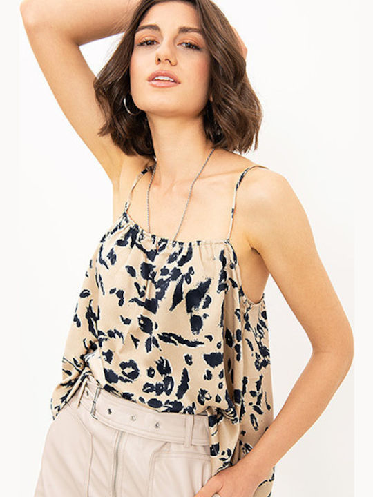 Vero Moda pentru Femei de Vară Bluză cu Bretele Bej