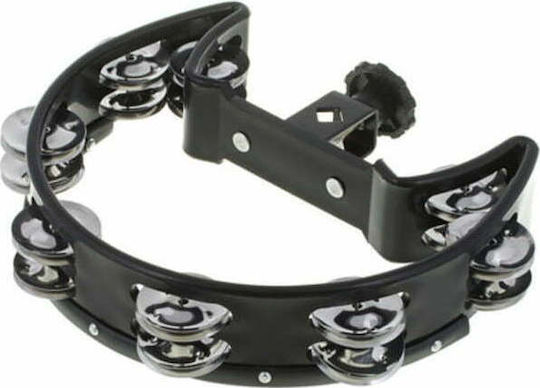 Gewa Jingle Wreath Half Moon Negru Plastic Tamburină Hi-Hat cu dublă serie de zilii