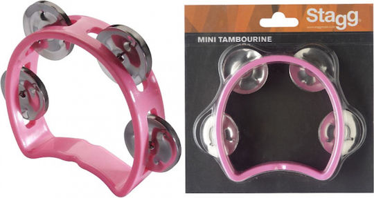 Stagg TAB-Mini Ροζ Πλαστικό Ντέφι Χειρός με Μονή Σειρά Ζίλιες