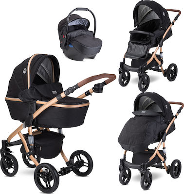 Lorelli Rimini Premium 3 in 1 Adjustable 3 in 1 Baby Stroller Suitable for Newborn Black Stars