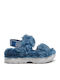 Fluff Sugar Women's Flat Sandals Flatforms in Blue Color