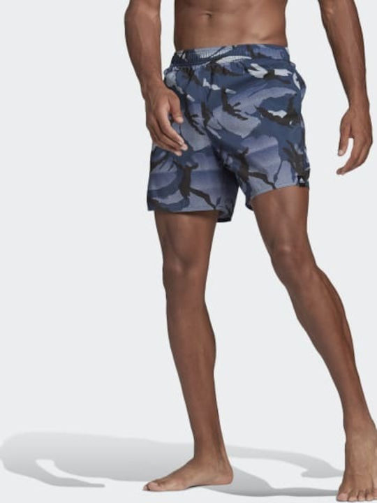 Adidas Short-length Graphic Men's Swimwear Printed Shorts Crew Navy