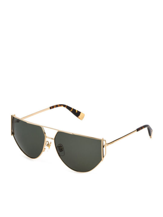 Furla Women's Sunglasses with Gold Metal Frame and Green Lens SFU463 300Y