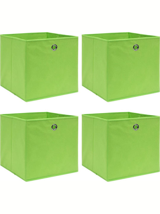 vidaXL Cutie De Depozitare Din Țesătură Verde 3...