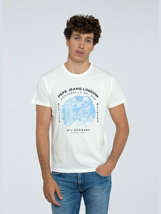 Pepe Jeans Damiel Men's Short Sleeve T-shirt Ecru