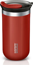 Wacaco Octaroma Lungo Travel Mug Flasche Thermosflasche Rostfreier Stahl BPA-frei Rot 300ml mit Mundstück