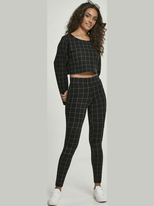 Frauen Lang Leggings Hochgeschnitten Schwarz