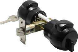 Meroni Serrature Knob Lock Black with Button & Key Hotel Use