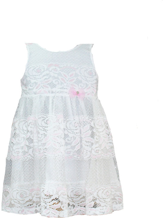 Rochie pentru Copii Fără mâneci Dantelă Alb