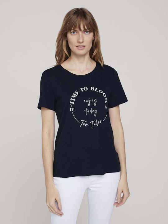 Tom Tailor Γυναικείο T-shirt Navy Μπλε με Στάμπα