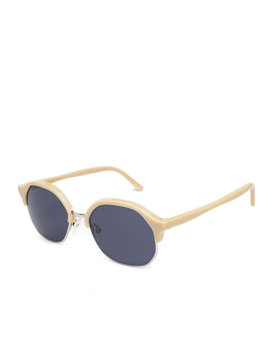 L.G.R. Zanzibar Unisex Sunglasses with Beige Frame and Blue Lens