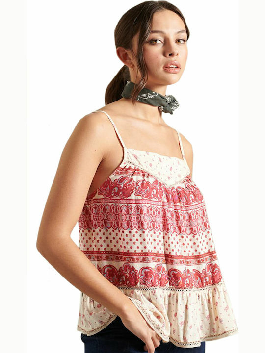 Ameera Women's Summer Blouse with Straps Pink