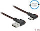 DeLock Angle (90°) / Braided USB 2.0 Cable USB-C male - USB-A Μαύρο 1m 85281